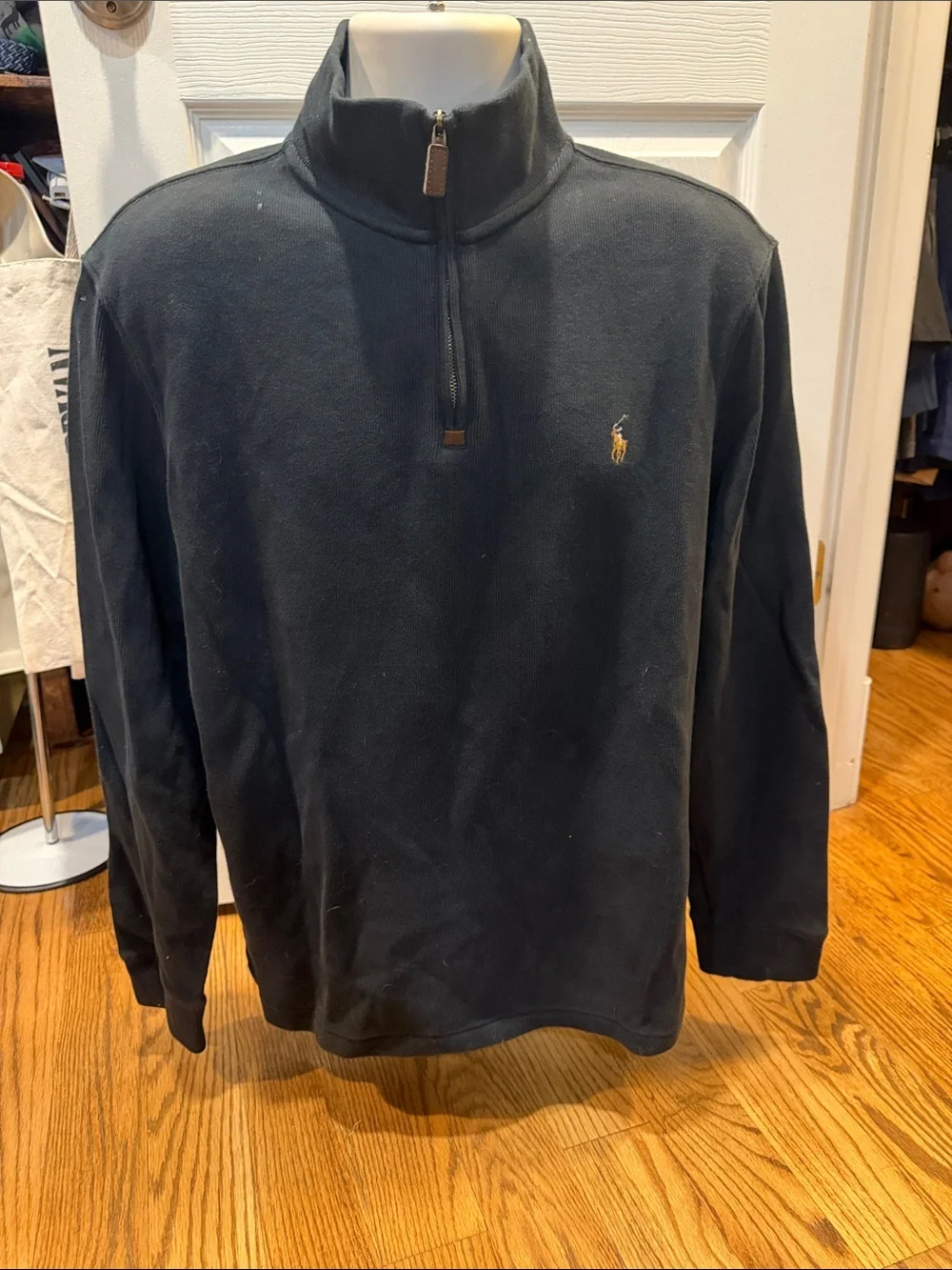 Ralph Lauren Black Quarter-Zip Fleece-Tighter than a normal large